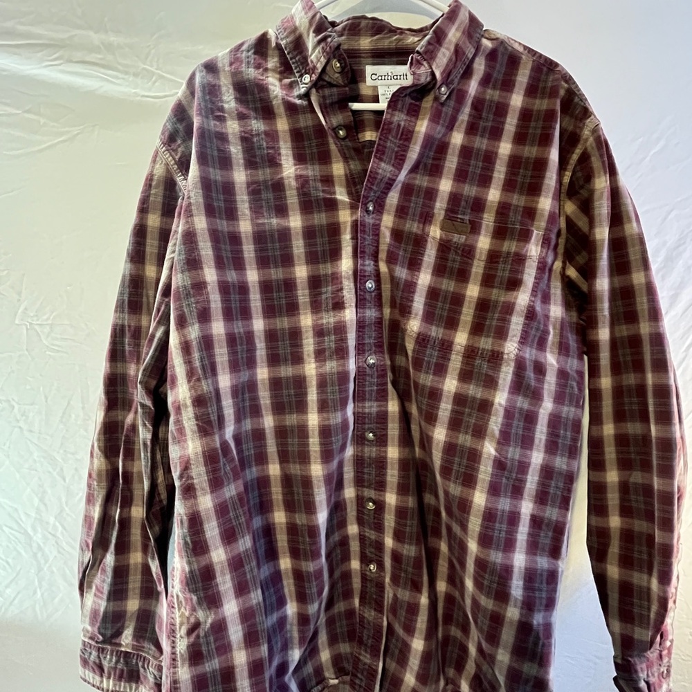 Carhartt Men's Button-Down Shirt - Purple Plaid